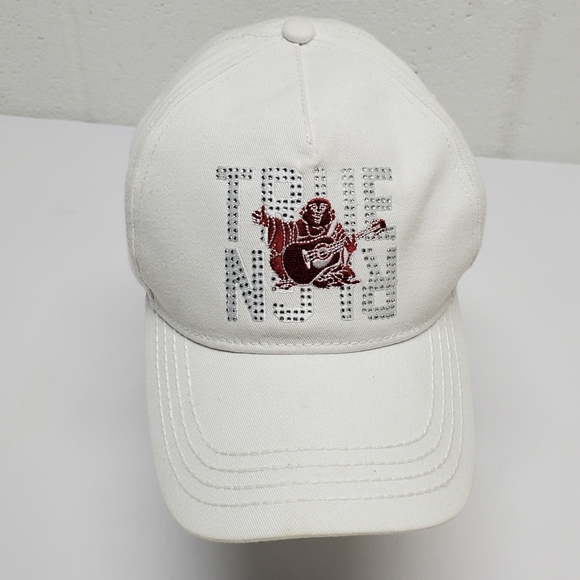 True Religion White World Tour Hat Buddah Strapback Cap Embroidered Jeweled Logo - Picture 3 of 10